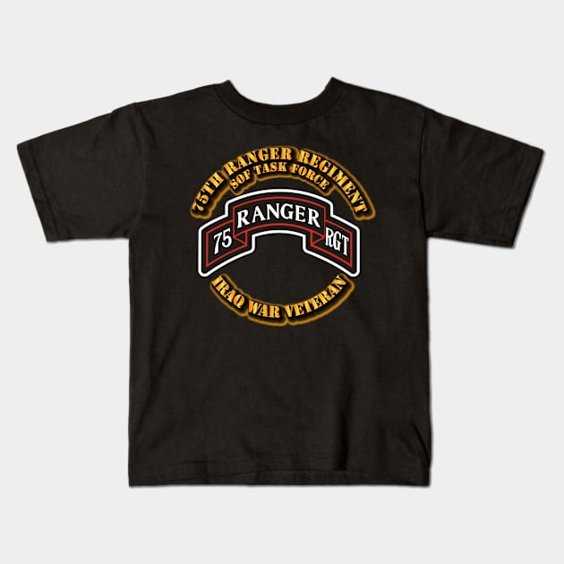 Iraq War Vet - 75th Ranger Rgt Kids T-Shirt by twix123844